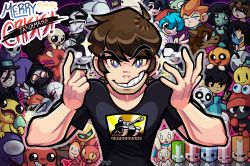  2021 absurdres adventures_with_anxiety alien_hominid alien_hominid_(character) among_us anxiety_(adventures_with_anxiety) artist_self-insert backwards_hat battleblock_theater beanie black_shirt blue_hair blue_knight_(castle_crashers) boyfriend_(friday_night_funkin&#039;) cassette_girl_(softdon) castle_crashers cigarette dad_&#039;n_me dad_(dad_&#039;n_me) demon_girl doki ena_(ena) ena_(series) everyone fancy_pants_adventure fancy_pants_man friday_night_funkin&#039; gentles_(jaquin) gildedguy gildedguy_(series) green_knight_(castle_crashers) grin grunt_(madness_combat) hair_between_eyes hank_j._wimbleton happy_ena hat hatty_hattington highres horse_with_a_human_mask_on_a_tightrope horse_with_a_human_mask_on_a_tightrope_(character) impostor_(among_us) isaac_(the_binding_of_isaac) john_captain looking_at_viewer madness_combat margo_(joel_g) meat_boy merry_christmas mimny moony_(ena) nabi newgrounds nox_(james_lee) one_eye_closed orange_hair orange_knight_(castle_crashers) original pico_(newgrounds) pico_(newgrounds_series) pink_knight_(castle_crashers) pump_(sr_pelo) purple_(among_us) real_life real_life_insert red_knight_(castle_crashers) ritz_(character) ritz_(game) satina_(character) satina_(series) shirt skid_(sr_pelo) smile spooky_month steve_(tankmen) strawberry_clock super_meat_boy t-shirt tankman_(newgrounds) tankmen tarboy_(james_lee) the_binding_of_isaac the_clock_crew there_she_is!! tom_fulp  rating:Sensitive score:13 user:danbooru