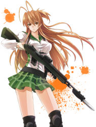 1girl antenna_hair assault_rifle battle_rifle bayonet breasts brown_eyes brown_hair female_focus fingerless_gloves gloves gun highschool_of_the_dead large_breasts long_hair m14 md5_mismatch miyamoto_rei plaid_clothes plaid_skirt prime_(prime_tw) rifle school_uniform scope shirt skirt solo taut_clothes taut_shirt weapon rating:Sensitive score:56 user:danbooru