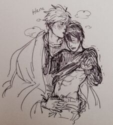  abs free! nanase_haruka_(free!) sketch tachibana_makoto yaoi 