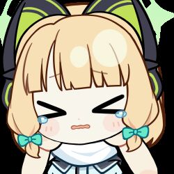  &gt;_&lt; 1girl 1other animal_ear_headphones animal_ears animated animated_gif aqua_jacket blonde_hair blue_archive blunt_bangs blush_stickers bow cat_ear_headphones cat_ears cheek_pull chunye_haruya closed_eyes commission dot_nose facing_viewer fake_animal_ears green_bow green_halo hair_bow halo headphones jacket low-tied_sidelocks lowres midori_(blue_archive) midori_(winter)_(blue_archive) missing_commentary official_alternate_costume parted_lips portrait pov pov_hands scarf second-party_source short_hair sidelocks simple_background solo_focus tearing_up transparent_background wavy_mouth white_scarf winter_clothes 