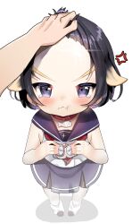  1boy 1girl 2024 absurdres bike_shorts bird blush child headpat highres hunney hunneychu indie_virtual_youtuber penguin pout virtual_youtuber 