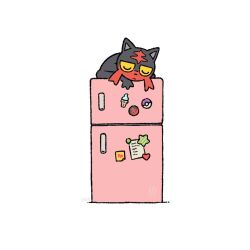  1other closed_eyes closed_mouth commentary commission english_commentary gen_7_pokemon heart litten lying magnet master_ball nintendo notepad on_stomach paper plainwhite poke_ball pokemon pokemon_(creature) pokemon_focus refrigerator refrigerator_magnet simple_background sleeping solo star_(symbol) white_background 