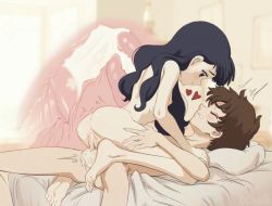 1boy 1girl ^^^ ass barefoot black_eyes black_hair blush brown_hair butterchalk cardcaptor_sakura kodomo_doushi closed_eyes commentary completely_nude cowgirl_position cross-section cum cum_in_pussy daidouji_tomoyo ejaculation english_commentary feet heart hetero highres internal_cumshot li_xiaolang loli long_hair looking_at_another nude penis pussy sex short_hair shota smile soles straddling testicles toes uncensored vaginal rating:Explicit score:1185 user:danbooru
