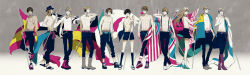 1girl 6+boys abs ahoge america_(hetalia) animal axis_powers_hetalia baby_animal bad_id bad_pixiv_id belarus_(hetalia) belt black_hair blonde_hair blowing_bubble_gum blowing_bubbles boots brown_hair candy chewing_gum cross cross_necklace dog fairy finland_(hetalia) flag food france_(hetalia) germany_(hetalia) hair_ribbon hana-tamago hanatamago_(hetalia) high_heels highres japan_(hetalia) jewelry long_hair multiple_boys necklace northern_italy_(hetalia) odd_one_out pectorals prussia_(hetalia) puppy ribbon rosary sandals shoes short_hair skirt sneakers socks spain_(hetalia) suspenders sweden_(hetalia) take_your_pick topless_female topless_male united_kingdom_(hetalia) yasuhiro rating:Sensitive score:22 user:danbooru