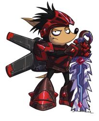  axel_gear black_hair highres rocket_knight_adventures sword weapon 