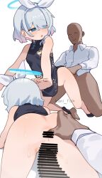  anal_fingering anus arona_(blue_archive) artist_name ass bald bar_censor bare_arms bare_shoulders black_dress blue_archive blue_eyes blue_halo blush bow_hairband censored censored_anus china_dress chinese_clothes clothed_sex commentary cosplay doggystyle dragon_print dress fingering grabbing_another&#039;s_ass groping hairband halo hetero highres kani_fish kisaki_(blue_archive) kisaki_(blue_archive)_(cosplay) multiple_views no_panties paid_reward_available pelvic_curtain penis print_dress sensei_(blue_archive) sex sex_from_behind short_hair sleeveless sleeveless_dress spread_anus sweat watermark white_hair white_hairband  rating:Explicit score:138 user:danbooru