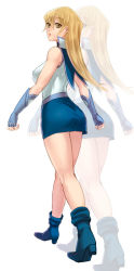  1girl :o ass bad_id bad_pixiv_id blonde_hair breasts brown_eyes duel_academy_uniform_(yu-gi-oh!_gx) female_focus fingerless_gloves gloves high_heels iochi_(kotan) large_breasts long_hair looking_back milk1110 school_uniform shoes skirt solo tenjouin_asuka yu-gi-oh! yu-gi-oh!_gx zoom_layer 