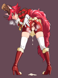 10s 1girl animal_ears ass bent_over bike_shorts blush boots breath cum cum_in_pussy cum_pool cumdrip cure_chocolat dog_ears dog_tail female_focus fur_trim gloves hat high_heel_boots high_heels highres kenjou_akira kirakira_precure_a_la_mode looking_at_viewer magical_girl nagiichi oral precure puffy_sleeves red_bike_shorts red_boots red_hair short_hair simple_background solo tail thighhighs torn_bike_shorts torn_clothes white_gloves white_thighhighs rating:Explicit score:64 user:danbooru