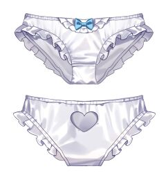  art_study blue_bow bow bow_panties chocola_vt clothing_cutout frilled_panties frills heart_cutout highres no_humans object_focus original panties simple_background underwear white_background white_panties 