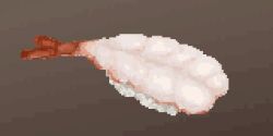  brown_background fish_(food) food food_focus hisachan55cute nigirizushi original pixel_art rice shrimp simple_background still_life sushi 
