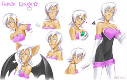 bodysuit dark_skin multiple_expressions eyeshadow makeup personification rouge_the_bat sonic_(series) white_hair wings rating:Sensitive score:8 user:Submariner