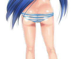 00s 1girl ass ass_focus azuse_neko blue_hair butt_crack close-up dimples_of_venus female_focus from_behind head_out_of_frame izumi_konata kneepits long_hair lucky_star panties shiny_skin simple_background skindentation solo standing striped_clothes striped_panties thigh_gap underwear waist_down white_background rating:Questionable score:128 user:danbooru