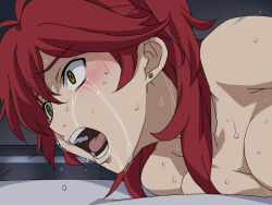  1girl blush breasts constricted_pupils crying crying_with_eyes_open defeat defeated_villainess earrings female_focus forced freckles gundam gundam_00 helpless jewelry kizaki large_breasts medium_breasts nena_trinity nude open_mouth pale_skin rape red_hair ryona screaming solo stud_earrings sweat tears teeth tongue trembling yellow_eyes  rating:Explicit score:384 user:Nena_Trinity