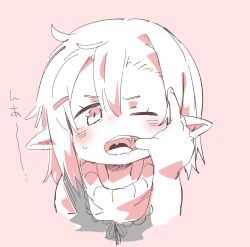 1girl finger_in_another&#039;s_mouth hair_ornament hairclip highres mouth_pull one_eye_closed open_mouth original pointy_ears portrait sanzui solo_focus teeth zakuro_(sanzui) rating:Sensitive score:15 user:Dweenie