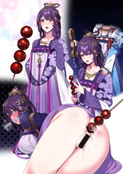  2girls absurdres ass bdsm blush blushing_female bondage bound breasts censored chinese_clothes femdom gagged hie_(hiememiko) hiememiko highres kantai_collection large_breasts long_hair multiple_girls murakumo_(kancolle) original purple_eyes purple_hair rope shibari very_long_hair 