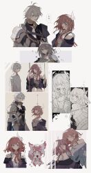  1boy 3girls armor blue_eyes coat cyrene_(honkai:_star_rail) dress grey_hair height_difference highres honkai:_star_rail honkai_(series) jewelry march_7th_(honkai:_star_rail) march_7th_(preservation)_(honkai:_star_rail) medium_hair mem_(honkai:_star_rail) multiple_girls necklace note_nii on_swing pauldrons phainon_(honkai:_star_rail) pink_fur pink_hair purple_coat shirt short_hair shoulder_armor single_pauldron smile speech_bubble star-shaped_pupils star_(symbol) stelle_(honkai:_star_rail) swing symbol-shaped_pupils tail trailblazer_(honkai:_star_rail) translation_request white_coat white_dress white_hair white_shirt yellow_eyes 