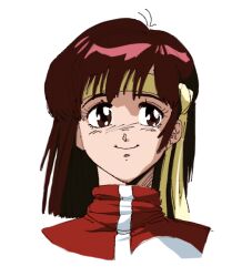  1girl head_only headband kawoshiki looking_at_viewer medium_hair portrait red_eyes red_hair solo straight-on takaya_noriko top_wo_nerae! top_wo_nerae!_(series) 