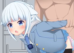  1boy 1girl absurdres bent_over blue_hair character_request copyright_request from_behind hetero highres school_uniform sex tagme  rating:Explicit score:3 user:sazkion