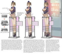 1girl absurdres arms_behind_back bare_legs bdsm bondage bound box_tie breasts brown_eyes brown_hair closed_eyes clothes_lift disembodied_hand english_text engrish_text full_body high_heels high_ponytail highres human_furniture lamb_(artist) large_breasts legs_together looking_at_viewer male_hand matching_hair/eyes miniskirt multiple_views nipples no_bra one_eye_closed panties ponytail public_indecency pussy_juice pussy_juice_trail ranguage rope shoes short_hair simple_background skirt skirt_lift straddling text_focus tiptoes underwear white_background white_panties wooden_horse rating:Explicit score:160 user:surveyork