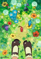  1girl black_eyes black_shoes black_skirt blue_eyes blue_flower blue_pikmin blue_skirt buckle bud clover colored_skin creature creature_focus dandelion feet flower foot_focus four-leaf_clover frilled_socks frills ghost_tail glow_pikmin green_skin highres knees_up leaf lying mary_janes mimpish mushroom nintendo no_mouth on_back on_flower orange_flower original pikmin_(creature) pikmin_(series) pink_flower pixel_art pointy_ears pointy_nose purple_flower purple_hair purple_pikmin purple_skin red_eyes red_flower red_pikmin red_skin rock rock_pikmin shoes short_hair sitting skirt socks solid_circle_eyes sparkle standing triangle_mouth twitter_username very_short_hair white_flower white_pikmin white_skin white_socks yellow_flower yellow_pikmin yellow_skin 
