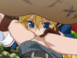  1boy 1girl :&gt;= animated animated_gif belt blonde_hair blue_eyes blush bottomless censored clothed_sex crowne_(shirokuro) deepthroat fellatio femdom gloves hat hetero katei_saien_(kate_sai) loli nion_(shirokuro) oral penis pointless_censoring shirokuro_tsuketeyotsu shota 