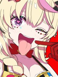  1girl endou_tengu hololive long_tongue omaru_polka omaru_polka_(1st_costume) tagme tongue tongue_out virtual_youtuber 