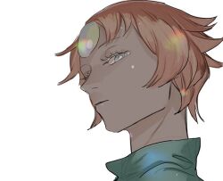  1girl alternate_hairstyle animification closed_mouth colored_eyelashes expressionless grey_eyes imam_(oozlo) lens_flare looking_at_viewer pearl_(steven_universe) portrait short_hair simple_background solo spiked_hair steven_universe white_background white_eyelashes 