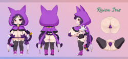  1girl :d a-pose ahoge anal_only_maebari animal_bag animal_ears anus arm_up arms_at_sides ass backboob bag bell bikini bikini_top_only black_handbag black_thighhighs bob_cut boots bottomless bow braid braided_ponytail breasts cape cat-shaped_bag cat_bag cat_ears cat_girl cat_tail cat_thighhighs character_name character_profile cloak covered_erect_nipples curly_hair ears english_text eyebrows eyelashes fang flesh_fang food-themed_hair_ornament from_behind from_side fruit_hair_ornament full_body furgonomic_headwear gloves gluteal_fold gradient_background green_eyes green_hair green_pupils groin hair_ornament hairband hairpin handbag heart heart_hair_ornament hikimayu hood hood_up huge_breasts large_areolae large_nipples loli long_hair looking_at_viewer maebari mage maroon_eyes multicolored_eyes multicolored_hair multiple_views navel nekomata open_mouth oppai_loli original outstretched_arm parted_bangs partially_visible_vulva pigeon-toed pink_background pink_boots pink_maebari purple_background purple_bikini purple_cape purple_cloak purple_hair purple_maebari pussy_shield red_pupils reference_sheet revealing_clothes shiny_skin simple_background single_braid skin_fang slit_pupils smile spread_legs standing star_(symbol) star_hair_ornament sticker_on_hair striped_maebari sweat swimsuit tail tail_bell tail_bow tail_ornament thick_eyebrows thigh_gap thighhighs two-tone_eyes two-tone_hair uncensored wavy_hair white_gloves wide_hips yuu_(yuubakunyu) yuuchibichichi 