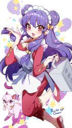1girl apron chinese_clothes double_bun hair_bun hair_ornament highres long_hair purple_hair ranma_1/2 shampoo_(cat) shampoo_(ranma_1/2) sidelocks white_apron