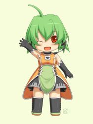  :d ahoge arm_up blush boots chibi elbow_gloves fl-chan fl_studio gloves green_hair headset microphone official_art open_mouth orange_eyes piano_print red_eyes short_hair smile transparent_background uruido wink  rating:Sensitive score:3 user:PearFinch