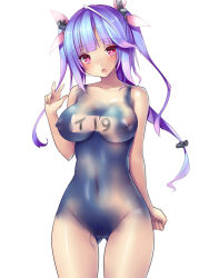10s 1girl blue_hair blush bodypaint breasts cleft_of_venus cowboy_shot false_clothes fang female_focus female_pubic_hair hair_ribbon i-19_(kancolle) kantai_collection large_breasts long_hair looking_at_viewer naked_paint navel nipples nude one-piece_swimsuit open_mouth painted_clothes personification pubic_hair pussy red_eyes ribbon school_swimsuit simple_background solo star-shaped_pupils star_(symbol) swimsuit symbol-shaped_pupils tsukumiya_amane twintails uncensored v white_background rating:Explicit score:53 user:danbooru