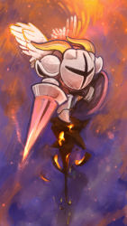  a_(torikarasi2) armor feathers galacta_knight kirby kirby_(series) lance nintendo polearm weapon wings  rating:Sensitive score:10 user:Rikko-43