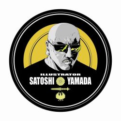  1boy bald commentary_request facial_hair goatee long_earlobes male_focus original self-portrait solo sunglasses upper_body yamada_satoshi 