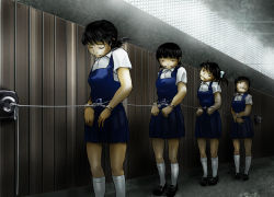 4girls bdsm black_hair bondage bound cuffs female_focus gag gin-nasu-en multiple_girls original rope school_uniform standing rating:Questionable score:51 user:lkjh098