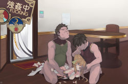 1girl 2boys arm_grab arm_held_back arms_behind_back ass barefoot bottomless breasts brown_hair captured censored ciel_nosurge crying crying_with_eyes_open dark-skinned_male dark_skin deep_penetration detached_sleeves empty_eyes faceless faceless_male fat fat_man fellatio flower grabbing_another&#039;s_hair hetero indoors ionasal_kkll_preciel irrumatio lying medium_breasts mosaic_censoring multiple_boys on_stomach oral penis petals prone_bone rape rkrk sex sex_from_behind tears testicles_deep rating:Explicit score:241 user:danbooru