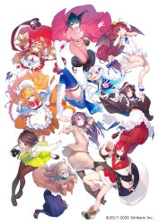  6+girls :d :p \m/ ahoge ange_katrina ange_katrina_(1st_costume) animal animal_ear_hood animal_ears animal_hair_ornament animal_hands animal_on_shoulder ankle_boots apron arm_up bird bird_on_shoulder black_boots black_coat black_hair black_sash blazer blue_bow blue_eyes blue_flower blue_hair blue_ribbon blue_shirt blue_shoes blue_skirt blue_thighhighs boots bow bowtie braid breasts brown_boots brown_cardigan brown_eyes brown_gloves brown_hair brown_jacket brown_kimono brown_pantyhose brown_shoes brown_skirt brown_tail buttons camera camera_around_neck cardigan clawed_boots claws cleavage cloak closed_mouth coat coin_purse colored_inner_hair commentary_request copyright_notice crown demon_girl demon_tail demon_wings dog_ears double-breasted double_\m/ dress fake_animal_ears finger_gun floating_clothes floating_hair floral_print floral_print_kimono flower frilled_apron frilled_dress frilled_skirt frills ghost_pose glasses gloves green_bow green_bowtie green_eyes green_skirt grin group_picture gundou_mirei gundou_mirei_(1st_costume) hair_between_eyes hair_flower hair_ornament hand_in_own_hair hand_up hands_on_own_cheeks hands_on_own_face hands_up haori high-waist_skirt high_heels highres holding holding_camera hood hood_up inui_toko inui_toko_(1st_costume) jacket japanese_clothes kataribe_tsumugu kimono knee_boots lace-up_boots layered_skirt leg_up lize_helesta lize_helesta_(1st_costume) long_hair long_skirt long_sleeves low-tied_long_hair low_twintails maid_headdress medium_breasts medium_hair mini_crown multicolored_hair multiple_girls neck_ribbon neckerchief nijisanji nilitsu obi obiage obijime off_shoulder official_art onomachi_haruka onomachi_haruka_(1st_costume) open_mouth orange_hair orange_neckerchief orange_skirt otogibara_era otogibara_era_(1st_costume) pantyhose patch paw_gloves pencil_skirt pink_eyes pink_haori pink_kimono plaid_bow plaid_bowtie plaid_clothes plaid_skirt pleated_skirt print_kimono purple_eyes purple_hair red_bow red_bowtie red_cardigan red_cloak red_hair red_hood red_shoes red_skirt ribbon sailor_collar salute sandals sash sebastian_piyodore semi-rimless_eyewear seto_miyako seto_miyako_(1st_costume) shirt shoes short_dress shrug_(clothing) sidelocks simple_background skirt sleeveless sleeveless_dress sleeves_past_wrists small_breasts smile socks streaked_hair tabi tail tail_bow tail_ornament thigh_strap thighhighs tongue tongue_out torn_apron torn_clothes triangle_hair_ornament twin_braids twintails two-finger_salute two-tone_hair v very_long_hair virtual_youtuber waist_apron warabeda_meiji warabeda_meiji_(1st_costume) white_apron white_background white_boots white_dress white_flower white_hair white_headdress white_sailor_collar white_sash white_shirt white_shrug white_skirt white_socks white_thighhighs wings yellow_bird yuzuki_roa yuzuki_roa_(3rd_costume) zettai_ryouiki 