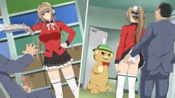 1boy 1girl age_difference amagi_brilliant_park ass ass_grab at_gunpoint blush breasts brown_eyes brown_hair censored cottage embarrassed fat fat_man gun hair_ribbon censored hetero highres censored_identity indoors large_breasts long_hair looking_at_penis masturbation moffle mosaic_censoring panties penis ribbon sento_isuzu stealth_ass_grab tagme ugly_bastard underwear weapon rating:Explicit score:39 user:UltraPerv88