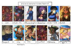  2boys 6+girls ace_attorney black_hair blonde_hair blue_eyes blue_jacket breasts character_name chi-chi_(dragon_ball) cleavage closed_mouth collarbone commentary courtney_(pokemon) crossover dark_magician_girl din dragon_ball eunie_(xenoblade) eyelashes fake_horns glasses gloves green_eyes hair_between_eyes highres hood hood_up horns hsien-ko jacket jiangshi kid_icarus long_hair looking_at_viewer margaret_(persona) multicolored_hair multiple_boys multiple_drawing_challenge multiple_girls necktie nemona_(pokemon) nintendo open_mouth orla_(pokemon) orlek parted_bangs persona phoenix_wright pit_(kid_icarus) pokemon pokemon_(anime) pokemon_bw pokemon_horizons pokemon_oras pokemon_sv purple_hair shauntal_(pokemon) shirt short_sleeves sidelocks six_fanarts_challenge smile the_legend_of_zelda the_legend_of_zelda:_oracle_of_seasons two-tone_hair upperdash_arm_(kid_icarus) xenoblade_chronicles_(series) yellow_eyes yu-gi-oh! 