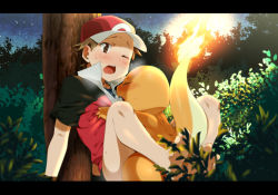  1boy agemono anal bestiality blush brown_hair charmander gen_1_pokemon hat male_focus male_penetrated nintendo one_eye_closed open_mouth pokemon pokemon_(creature) pokemon_origins red_(pokemon) red_(pokemon_frlg) sex short_hair shota wink yaoi  rating:Explicit score:142 user:Cluey