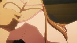 1boy 1girl animated animated_gif ass breasts cleavage highschool_of_the_dead komuro_takashi lowres miyamoto_rei orange_hair panties underwear white_panties rating:Questionable score:46 user:Anon_Perv