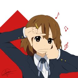  1girl brown_hair highres hirasawa_yui k-on! musical_note 