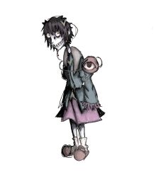  absurdres blue_shirt dress highres komeiji_satori purple_dress purple_hair shirt subterranean_animism third_eye toon_(style) touhou 