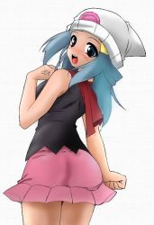 1girl ass blue_hair dawn_(pokemon) female_focus miniskirt nintendo pokemon pokemon_(anime) skirt solo rating:Sensitive score:15 user:Genesect2013