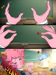 2girls absurdres ashido_mina boku_no_hero_academia groping hagakure_toru highres invisible khyle. molestation multiple_girls nipple_stimulation nipple_tweak slapping violence yuri rating:Sensitive score:196 user:Anon-sama4