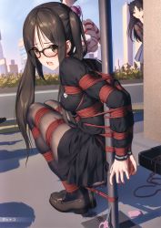 absurdres akuta_hinako anal anal_object_insertion bdsm blush bondage bound brown_hair fate/grand_order fate_(series) full_body glasses highres himitsu_(hi_mi_tsu_2) huge_filesize ishtar_(fate) lactation lactation_through_clothes long_hair multiple_girls object_insertion open_mouth pantyhose pussy_juice remote_control_vibrator restrained rope saliva school_uniform sex_toy vaginal vaginal_object_insertion vibrator vibrator_under_clothes yu_mei-ren_(fate) rating:Explicit score:184 user:danbooru