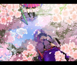 00s 2girls ahoge blue_hair blurry censored cherry_blossoms closed_umbrella convenient_censoring depth_of_field flower from_above hiiragi_kagami izumi_konata letterboxed lucky_star multiple_girls namisaki_yuka panties pantyshot pantyshot_through_reflection perspective petal_censor petals purple_hair reflection ripples staring twintails umbrella underwear water rating:Sensitive score:1 user:danbooru