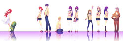  00s 2boys 6+girls absurdres ahoge animal_costume antenna_hair azling bear_costume blonde_hair blue_hair brown_hair clannad crossed_arms dress fujibayashi_kyou fujibayashi_ryou furukawa_nagisa garbage_doll girl_from_the_illusionary_world hairband hand_in_pocket highres ibuki_fuuko ichinose_kotomi key_(company) kyoto_animation long_hair miyazawa_yukine multiple_boys multiple_girls okazaki_tomoya pants pantyhose purple_hair reflection reflective_floor sakagami_tomoyo school_uniform short_hair siblings silver_hair sisters starfish sunohara_youhei thighhighs twins zettai_ryouiki 