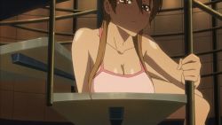 1girl angry animated animated_gif blush bouncing_breasts breast_press breasts cleavage drunk hanging_breasts highschool_of_the_dead large_breasts miyamoto_rei nightgown open_mouth red_eyes rating:Questionable score:81 user:lkuroi