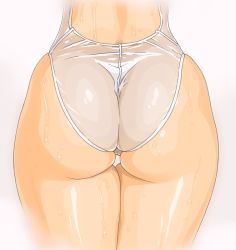  1girl ass ass_focus cameltoe curvy female_focus from_behind huge_ass lower_body one-piece_swimsuit original solo swimsuit thighs wedgie wet white_one-piece_swimsuit wide_hips youshu_ohepe  rating:Questionable score:60 user:danbooru