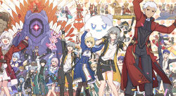  6+boys 6+girls absurdres archer_(fate) archer_(honkai:_star_rail)_(fate) argenti_(honkai:_star_rail) arms_up artoria_pendragon_(fate) aventurine_(honkai:_star_rail) baseball_bat black_coat black_gloves black_pantyhose black_skirt blade_(honkai:_star_rail) blonde_hair blue_dress blue_hair boothill_(honkai:_star_rail) bubbles_(honkai:_star_rail) caelus_(honkai:_star_rail) carnival_phantasm character_request chimera_(honkai:_star_rail) cipher_(honkai:_star_rail) cipher_(honkai:_star_rail)_(cosplay) clara_(honkai:_star_rail) clockie_(honkai:_star_rail) closed_mouth coat cosplay crossover cu_chulainn_(fate) cu_chulainn_(fate/stay_night) cu_chulainn_(honkai:_star_rail)_(fate) dan_heng_(honkai:_star_rail) dan_heng_(hunt)_(honkai:_star_rail) dancing dr._ratio_(honkai:_star_rail) dress emiya_kiritsugu emiya_shirou fate/stay_night fate/unlimited_blade_works fate_(series) firefly_(honkai:_star_rail) firefly_(spring_missive)_(honkai:_star_rail) fujimura_taiga gallagher_(honkai:_star_rail) gilgamesh_(fate) gloves grey_hair hanu_(honkai:_star_rail) heracles_(fate) highres himeko_(honkai:_star_rail) holding holding_baseball_bat honkai:_star_rail honkai_(series) illyasviel_von_einzbern jiaoqiu_(honkai:_star_rail) jingliu_(honkai:_star_rail) kotomine_kirei kuzuki_souichirou little_ica_(honkai:_star_rail) long_sleeves looking_at_viewer lordly_trashcan_(honkai:_star_rail) march_7th_(honkai:_star_rail) march_7th_(preservation)_(honkai:_star_rail) matou_sakura matou_shinji medea_(caster)_(fate) medea_(fate) medusa_(fate) medusa_(rider)_(fate) mem_(honkai:_star_rail) miki_shin&#039;ichirou misha_(honkai:_star_rail) moze_(honkai:_star_rail) multiple_boys multiple_girls mydei_(honkai:_star_rail) neco-arc neco_spirit numby_(honkai:_star_rail) open_clothes open_coat open_mouth pantyhose parody peppy_(honkai:_star_rail) phainon_(honkai:_star_rail) pink_hair pom-pom_(honkai:_star_rail) qingque_(honkai:_star_rail) rappa_(honkai:_star_rail) robin_(honkai:_star_rail) saber_(fate) saber_(honkai:_star_rail)_(fate) sampo_koski sasaki_kojirou_(fate) shirt skirt smile sparkle_(honkai:_star_rail) sparkle_(school_uniform)_(honkai:_star_rail) stelle_(honkai:_star_rail) svarog_(honkai:_star_rail) thigh_strap tohsaka_rin topaz_(honkai:_star_rail) trailblazer_(honkai:_star_rail) tribbie_(honkai:_star_rail) trotter_(honkai:_star_rail) voice_actor_connection welt_yang white_gloves white_shirt wubbaboo_(honkai:_star_rail) yellow_eyes yumegiwa_(skgl_thx) 